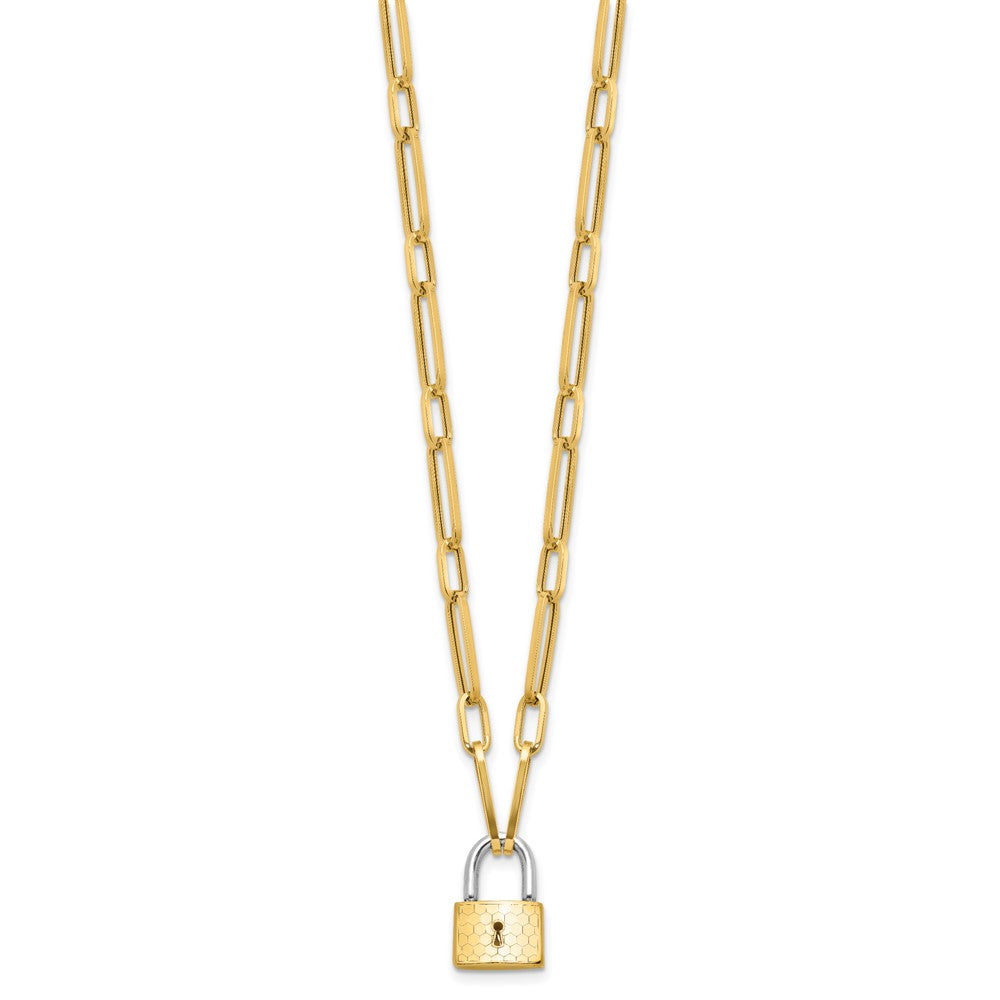 Fancy Link with Lock Necklace 18.25"
