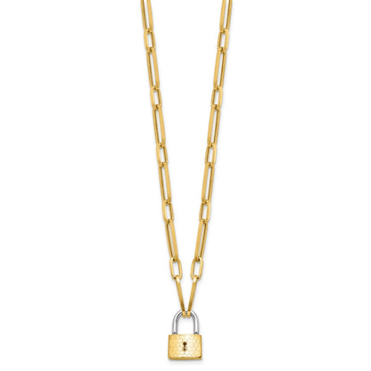 Fancy Link with Lock Necklace 18.25"