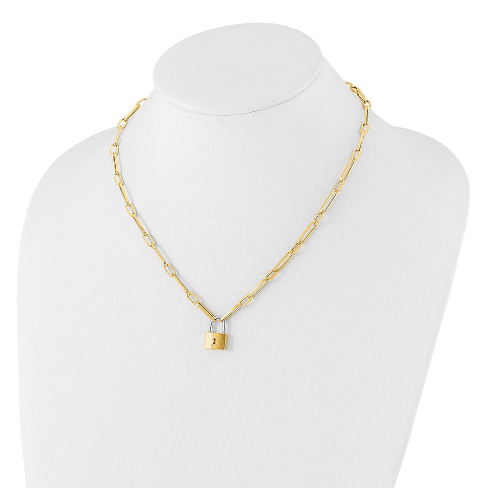 Fancy Link with Lock Necklace 18.25"