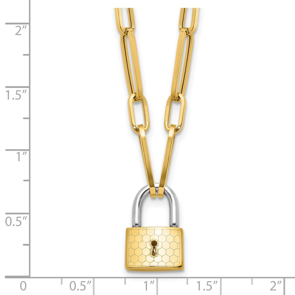 Fancy Link with Lock Necklace 18.25"