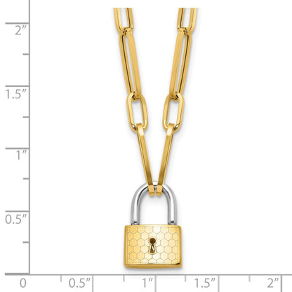 Fancy Link with Lock Necklace 18.25"