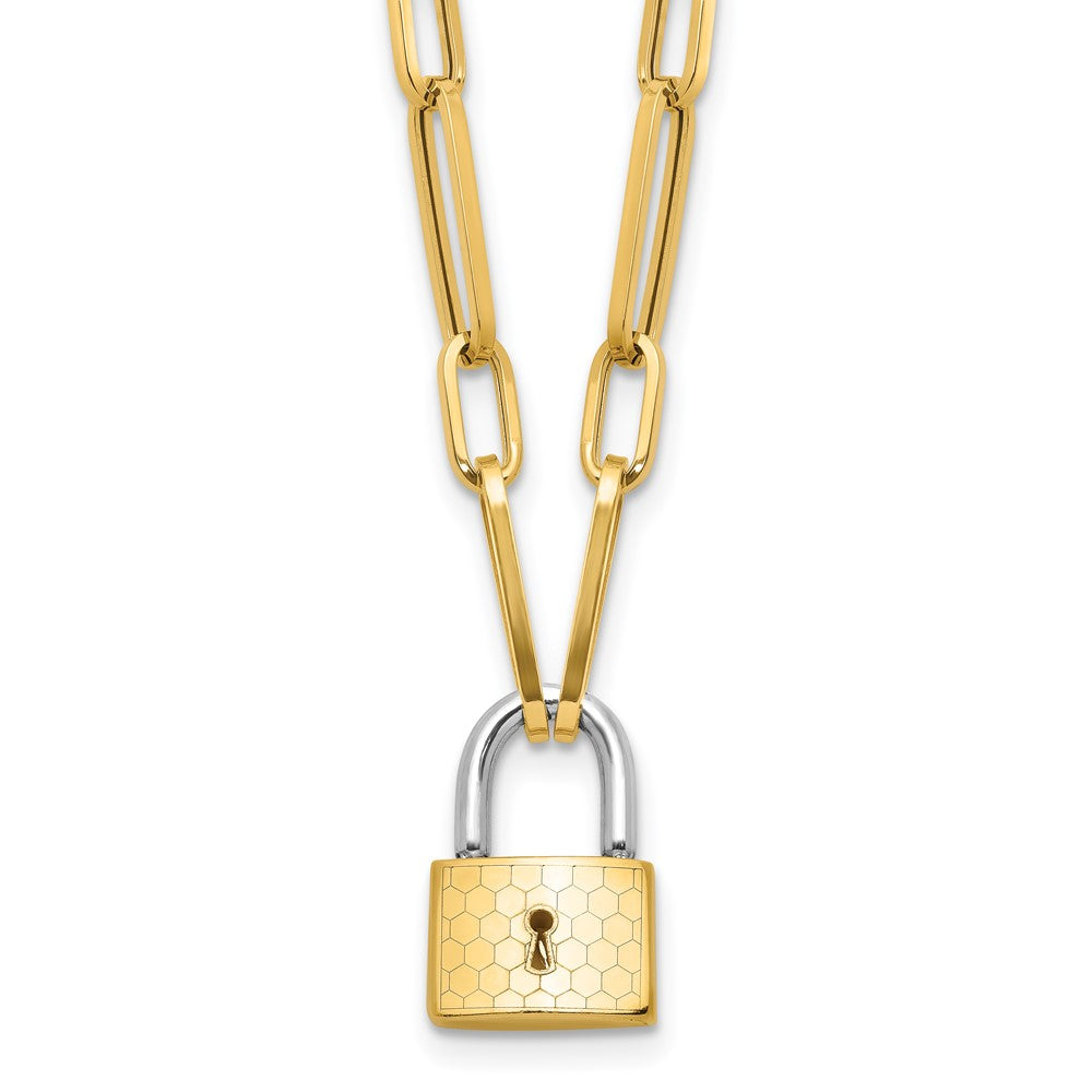 Fancy Link with Lock Necklace 18.25"