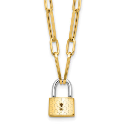 Fancy Link with Lock Necklace 18.25"