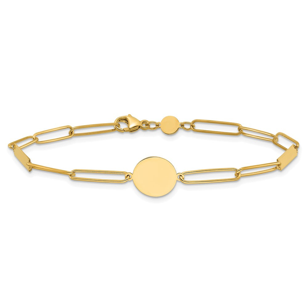 Polished Paperclip Link with Circle and Bar Bracelet 8.25"