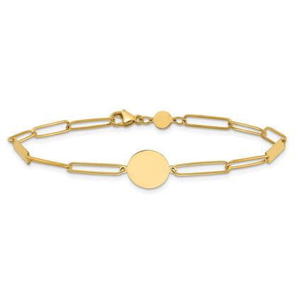 Polished Paperclip Link with Circle and Bar Bracelet 8.25"
