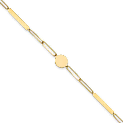 Polished Paperclip Link with Circle and Bar Bracelet 8.25"