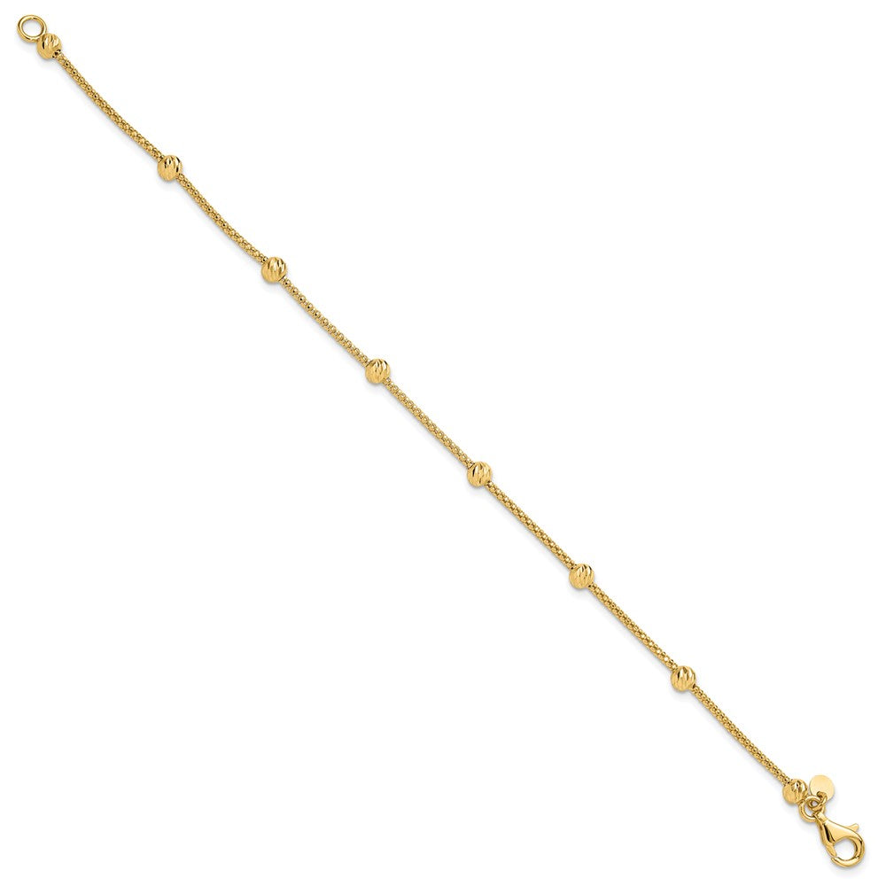 Polished and Diamond-cut Beaded Bracelet 7.5" - 4mm