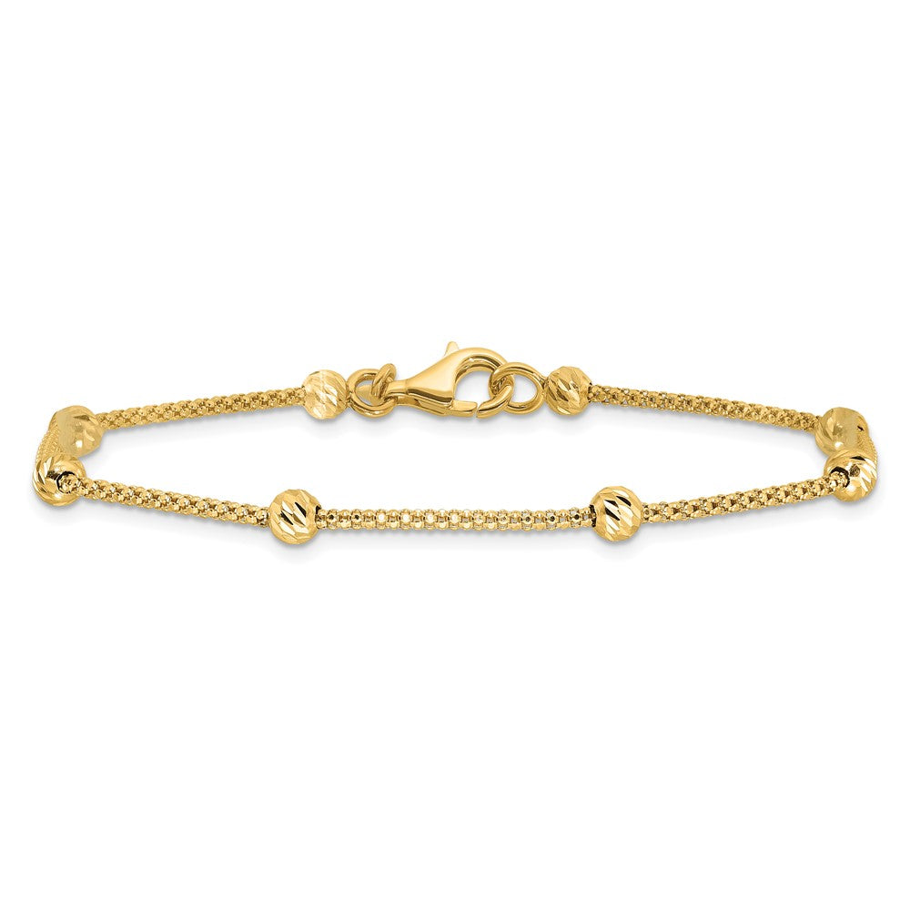Polished and Diamond-cut Beaded Bracelet 7.5" - 4mm