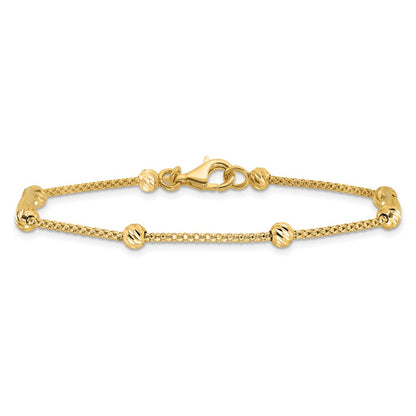 Polished and Diamond-cut Beaded Bracelet 7.5" - 4mm
