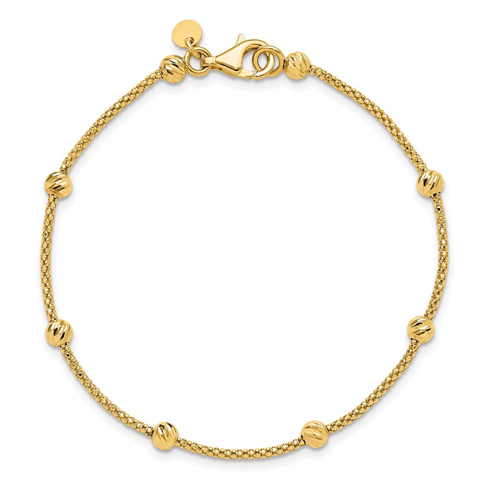 Polished and Diamond-cut Beaded Bracelet 7.5" - 4mm