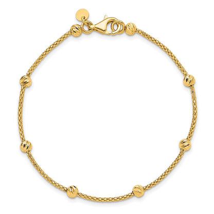 Polished and Diamond-cut Beaded Bracelet 7.5" - 4mm