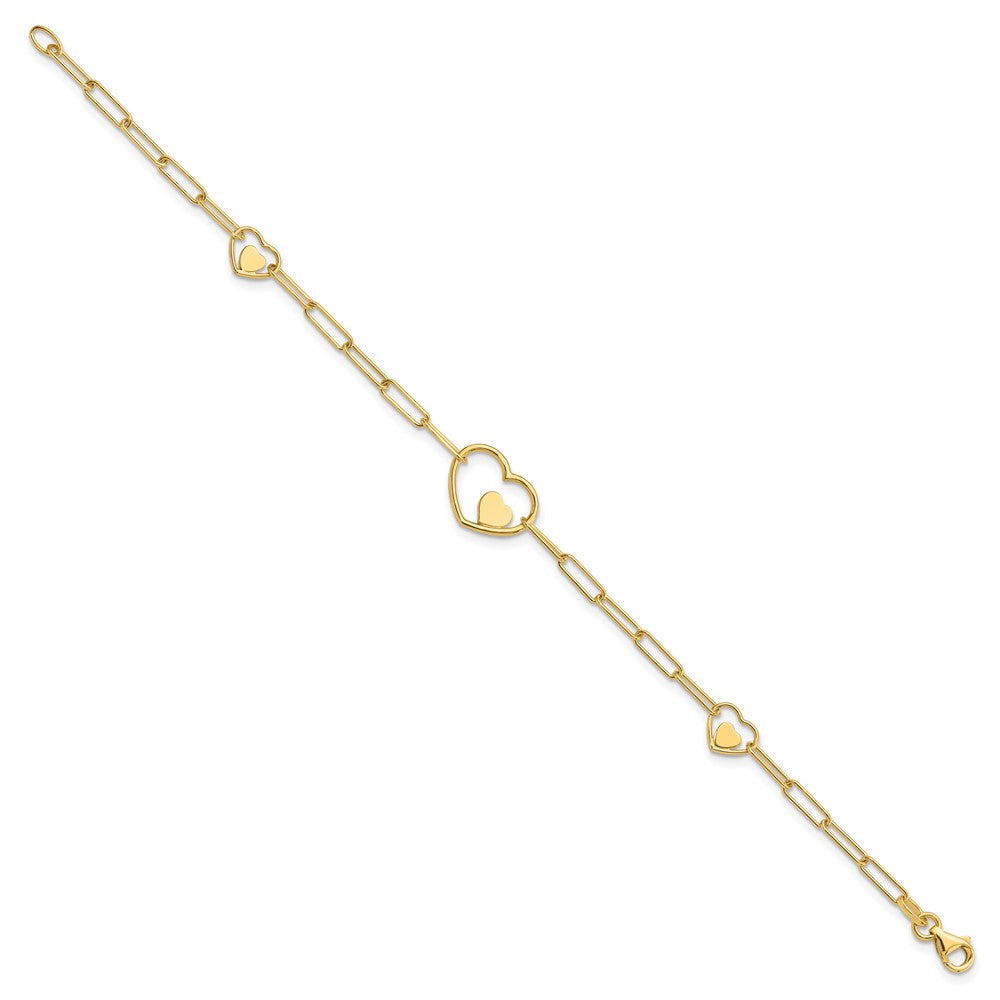 Paperclip Link Heart Bracelet 7.25"