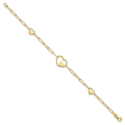 Paperclip Link Heart Bracelet 7.25"