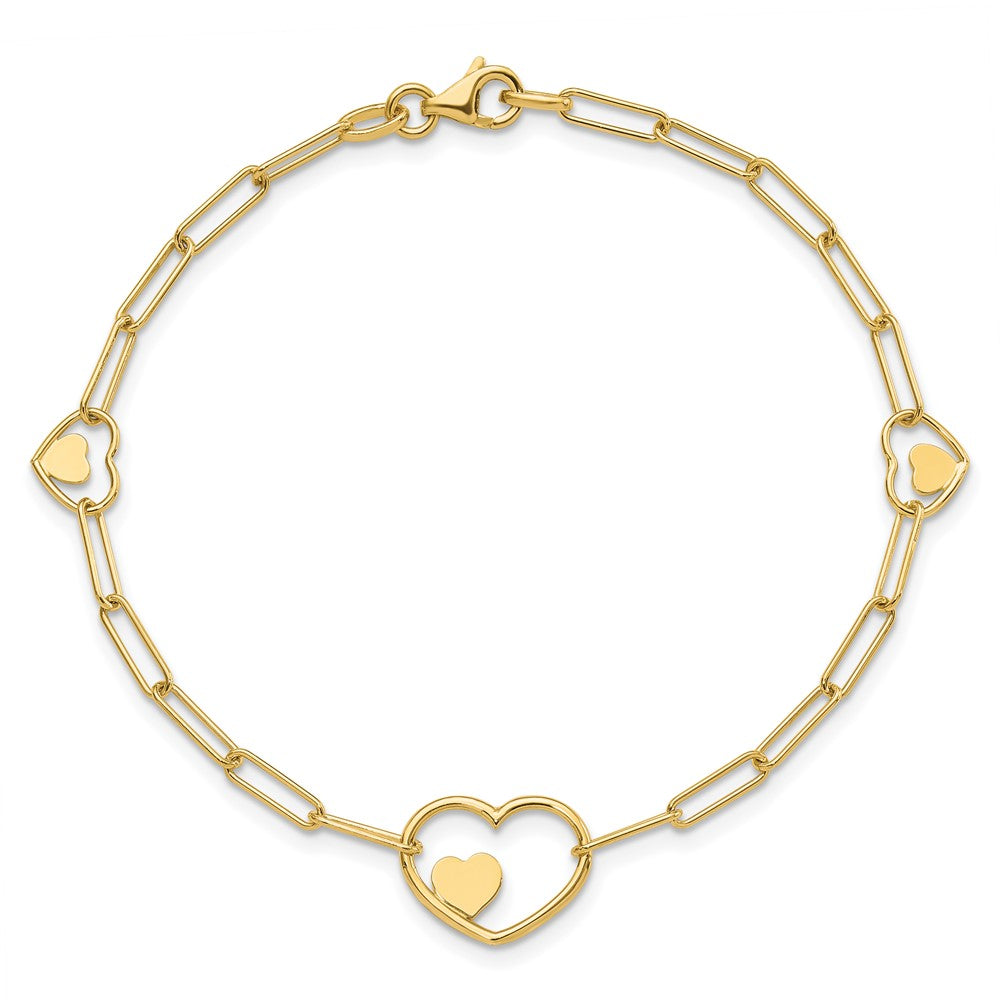Paperclip Link Heart Bracelet 7.25"