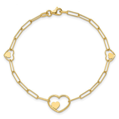 Paperclip Link Heart Bracelet 7.25"