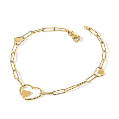 Paperclip Link Heart Bracelet 7.25"