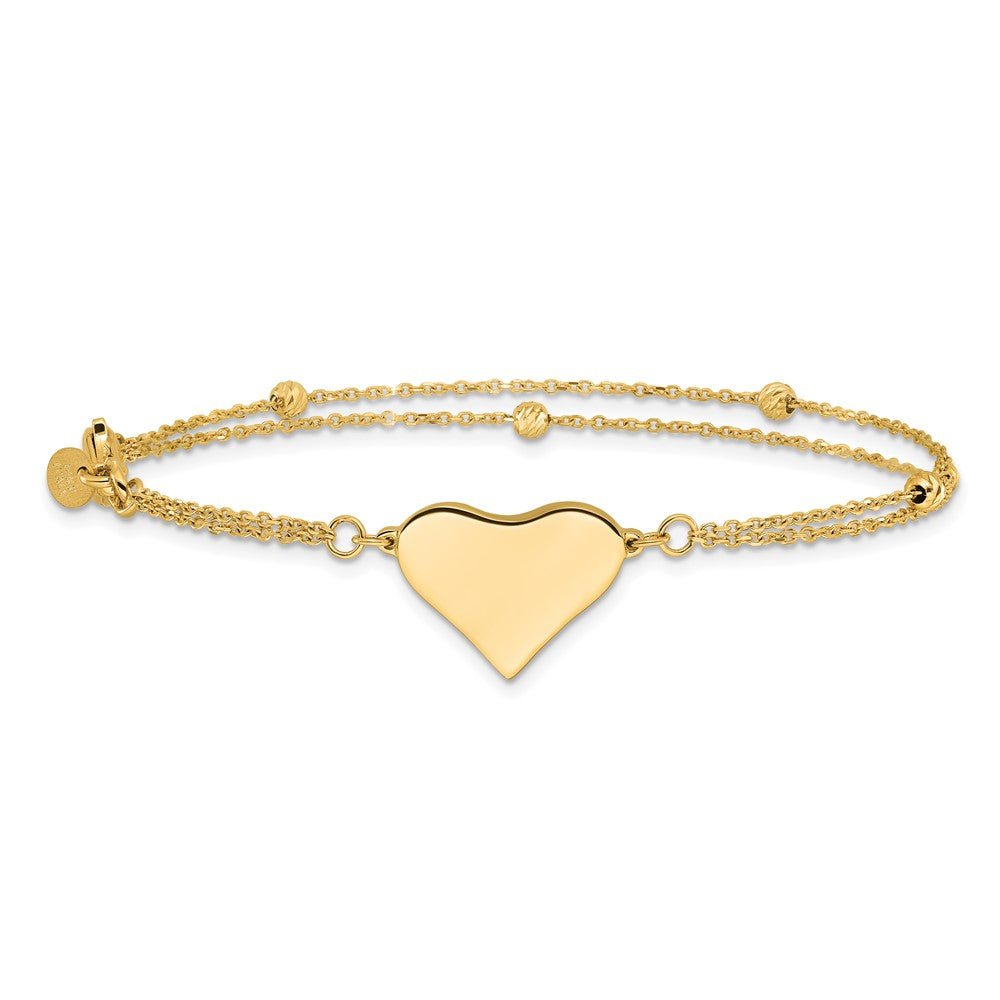 Polished and Diamond-cut Heart Beaded 2-Strand Bracelet 7.5"
