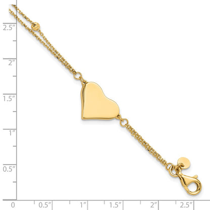 Polished and Diamond-cut Heart Beaded 2-Strand Bracelet 7.5"