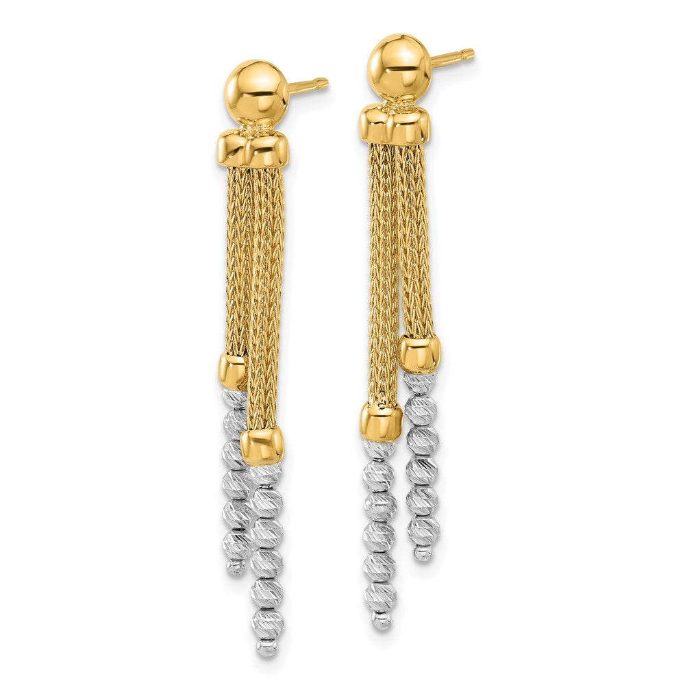 Polished and Diamond-cut Beaded Dangle Post Earrings
