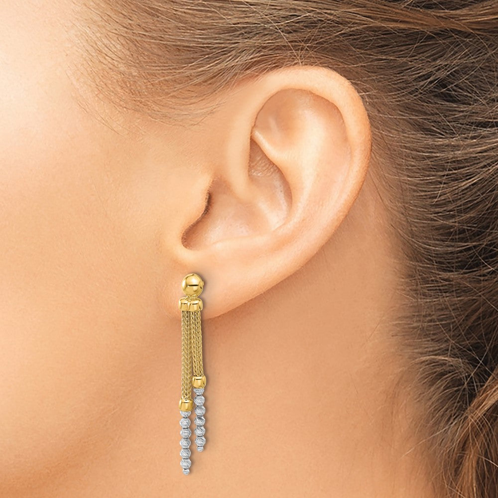 Polished and Diamond-cut Beaded Dangle Post Earrings