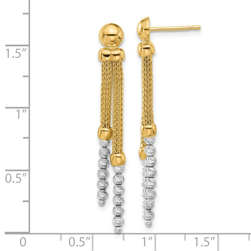Polished and Diamond-cut Beaded Dangle Post Earrings
