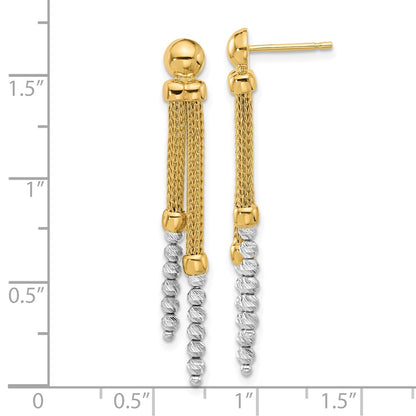 Polished and Diamond-cut Beaded Dangle Post Earrings
