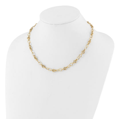 Polished and Textured Fancy Link Necklace 18.5" - 6mm