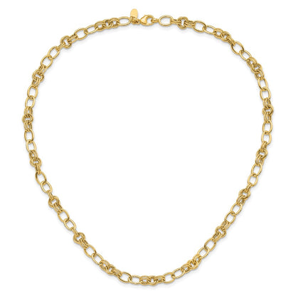 Polished and Textured Fancy Link Necklace 18.5" - 6mm