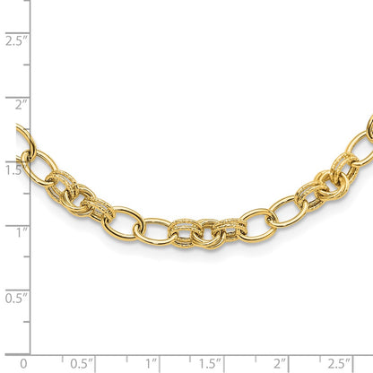 Polished and Textured Fancy Link Necklace 18.5" - 6mm