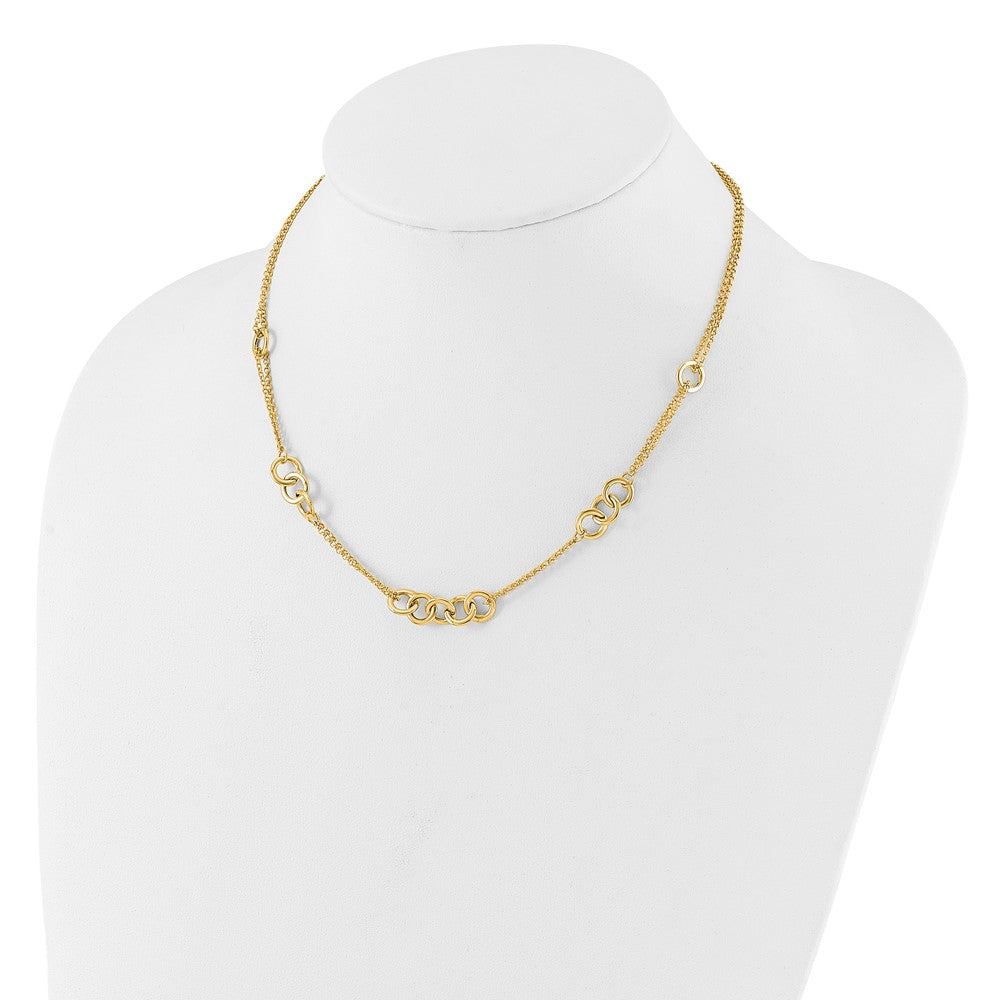 Polished 2-Strand Linked Circle Necklace 17"