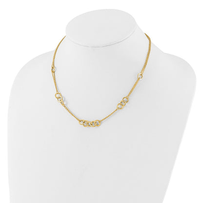Polished 2-Strand Linked Circle Necklace 17"