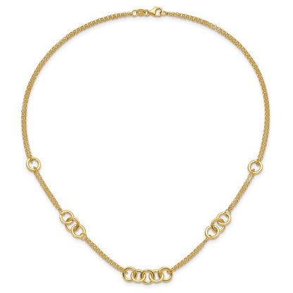 Polished 2-Strand Linked Circle Necklace 17"