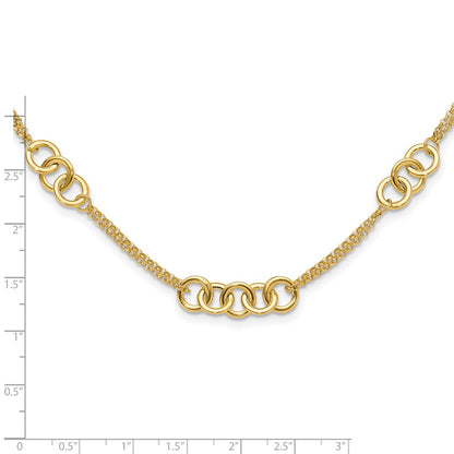 Polished 2-Strand Linked Circle Necklace 17"