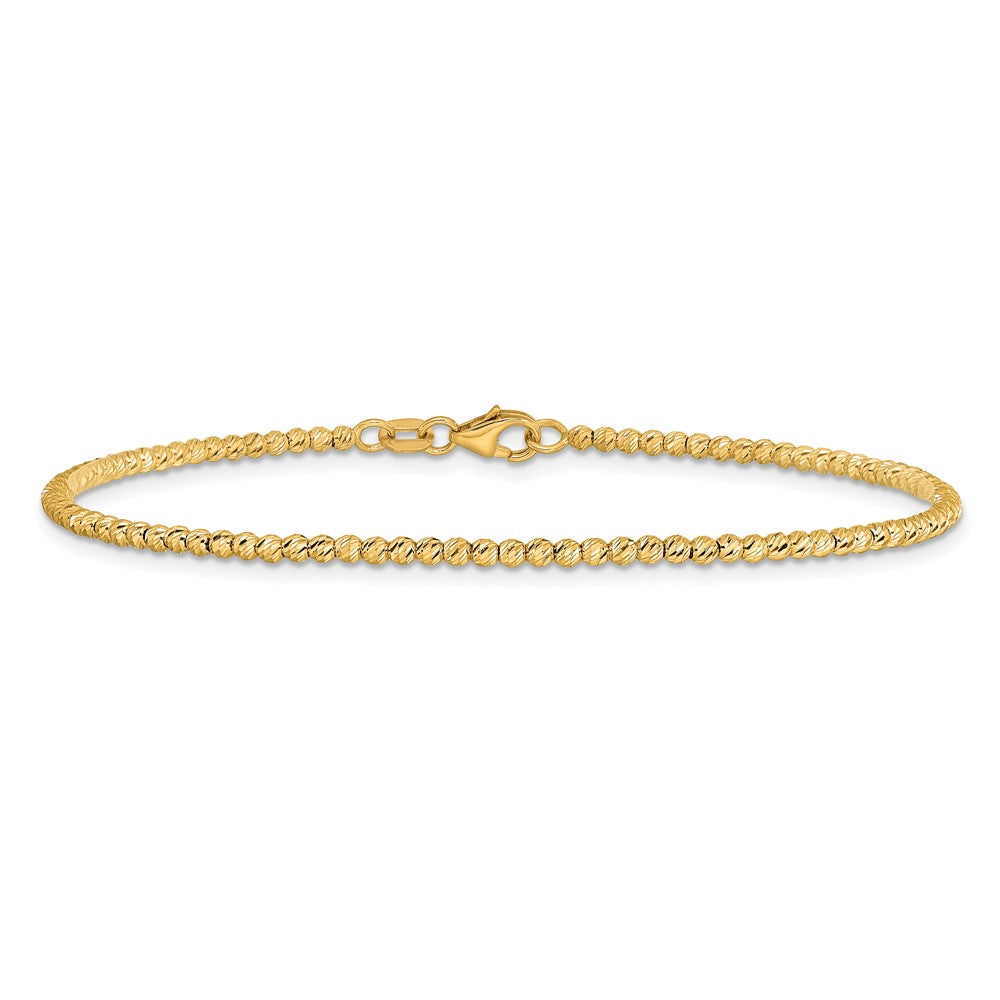 Polished and Diamond-cut Beaded Bracelet 7.5" - 2mm