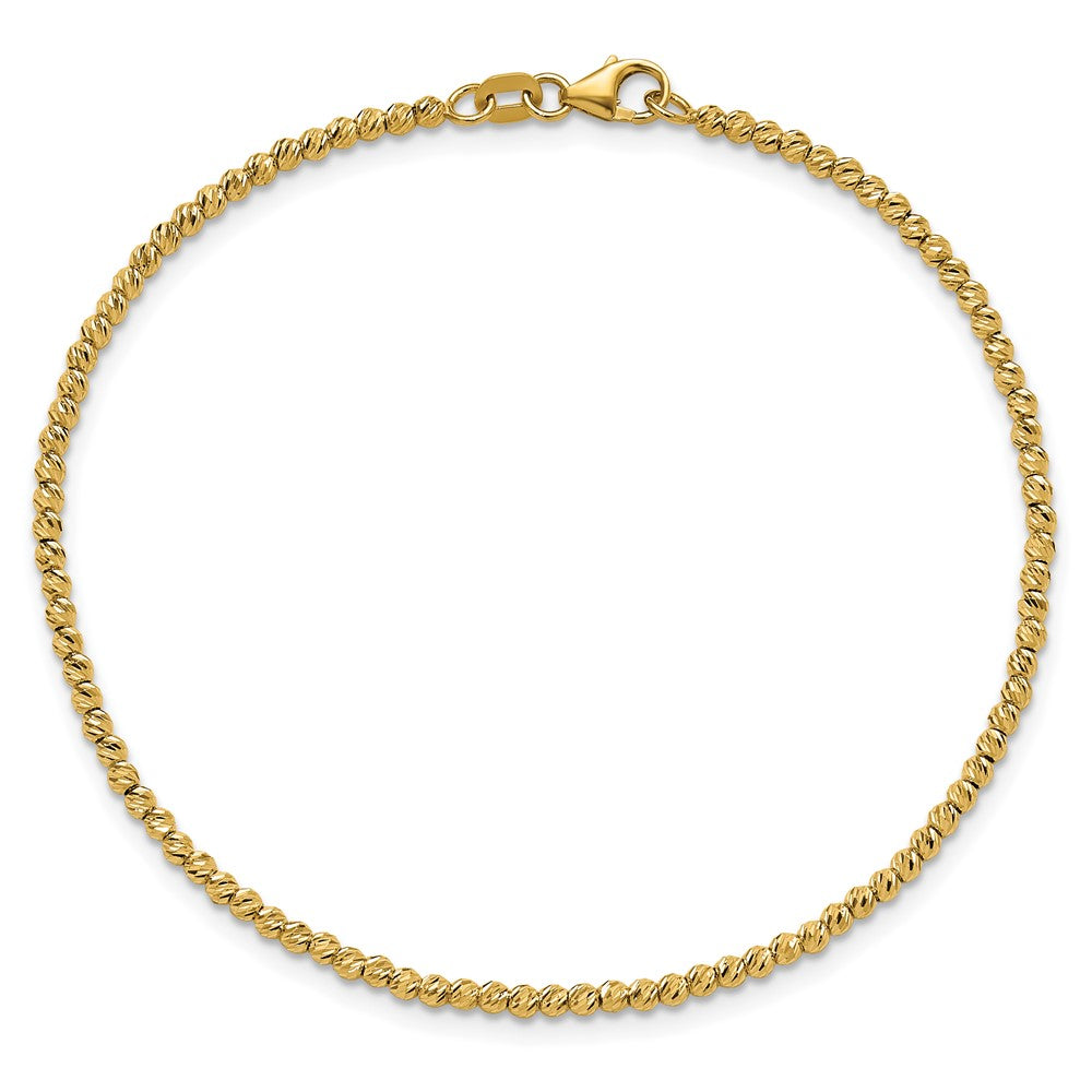 Polished and Diamond-cut Beaded Bracelet 7.5" - 2mm