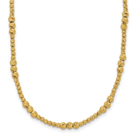 Diamond-cut Beaded Necklace 18" - Yellow Gold