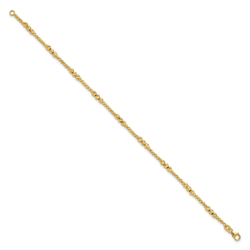 Diamond-cut Beaded Bracelet 7.5" - Yellow Gold