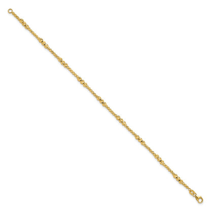 Diamond-cut Beaded Bracelet 7.5" - Yellow Gold