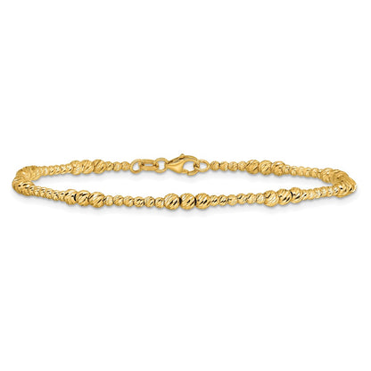 Diamond-cut Beaded Bracelet 7.5" - Yellow Gold