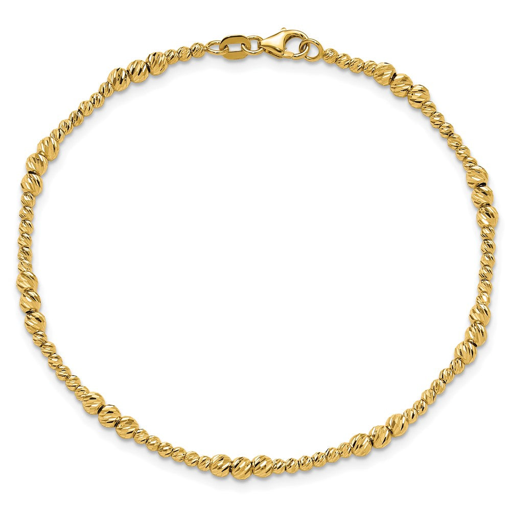Diamond-cut Beaded Bracelet 7.5" - Yellow Gold