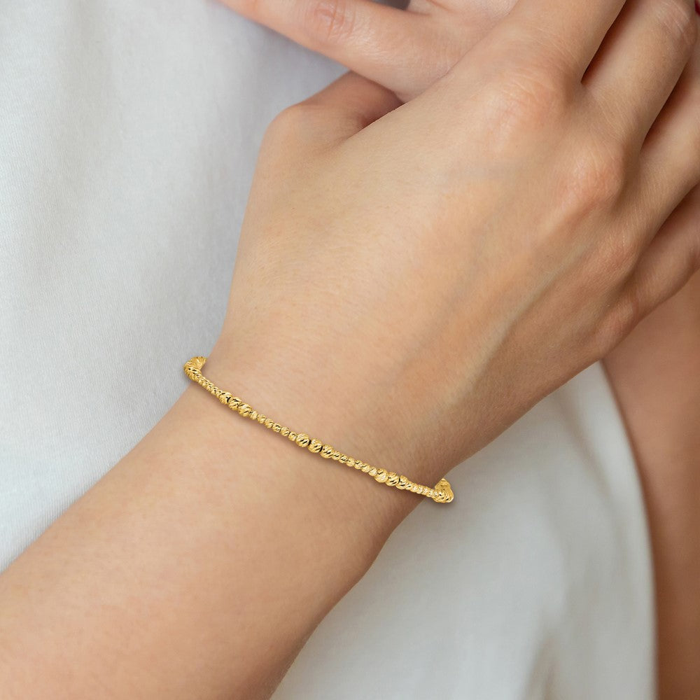 Diamond-cut Beaded Bracelet 7.5" - Yellow Gold