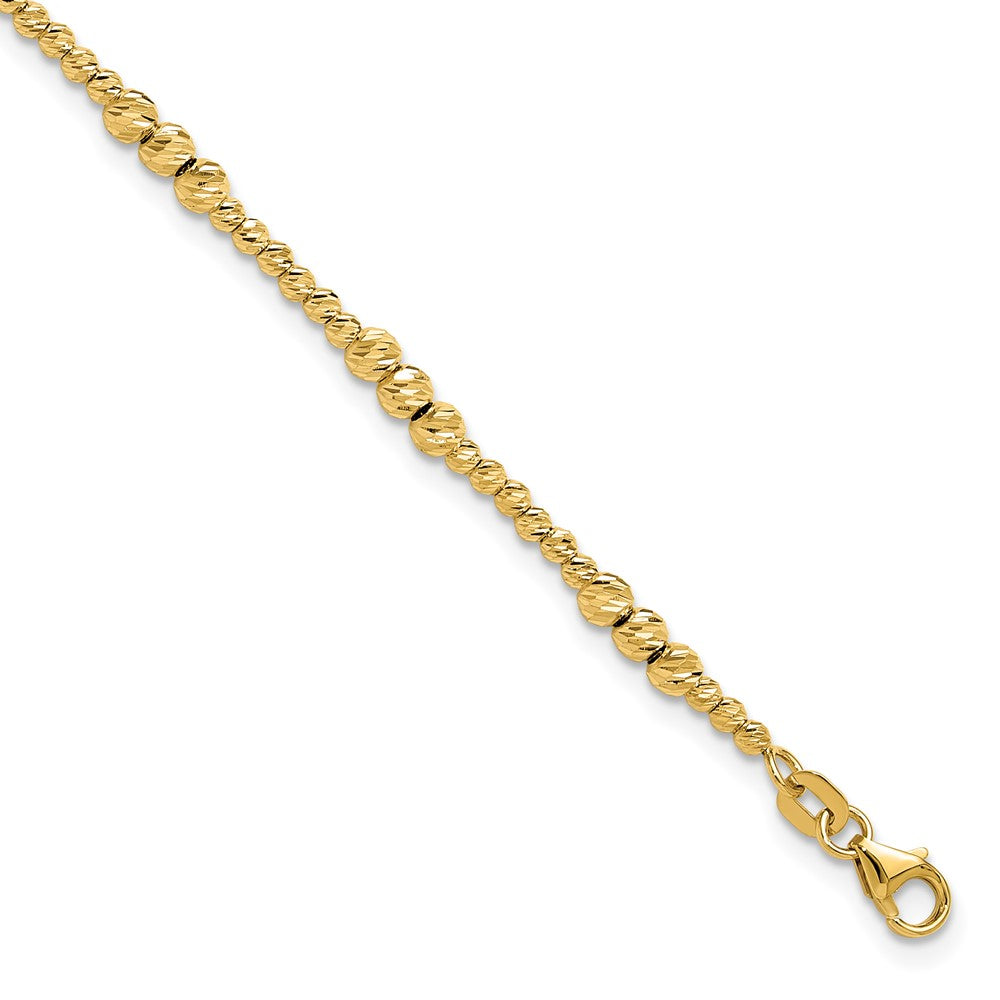 Diamond-cut Beaded Bracelet 7.5" - Yellow Gold