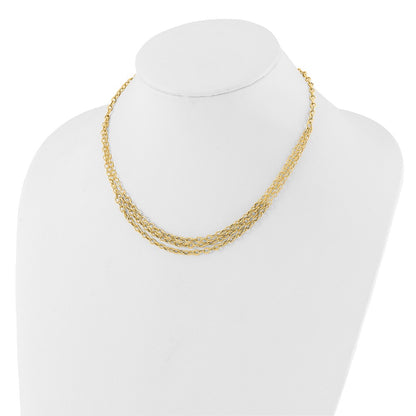 Polished and Textured Fancy 3 Layer Cable Necklace 17"