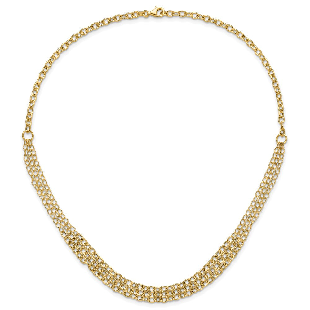 Polished and Textured Fancy 3 Layer Cable Necklace 17"