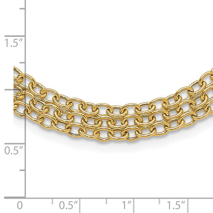 Polished and Textured Fancy 3 Layer Cable Necklace 17"