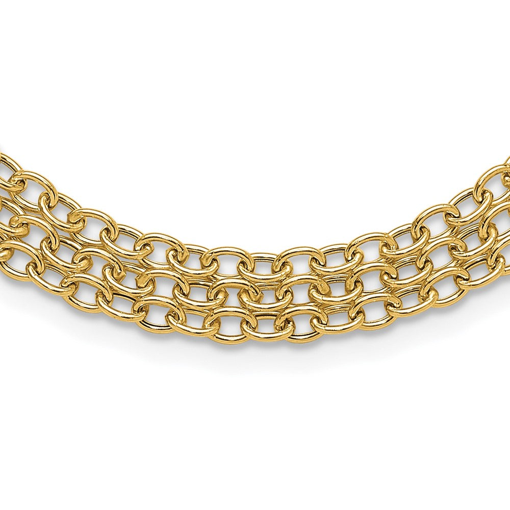 Polished and Textured Fancy 3 Layer Cable Necklace 17"