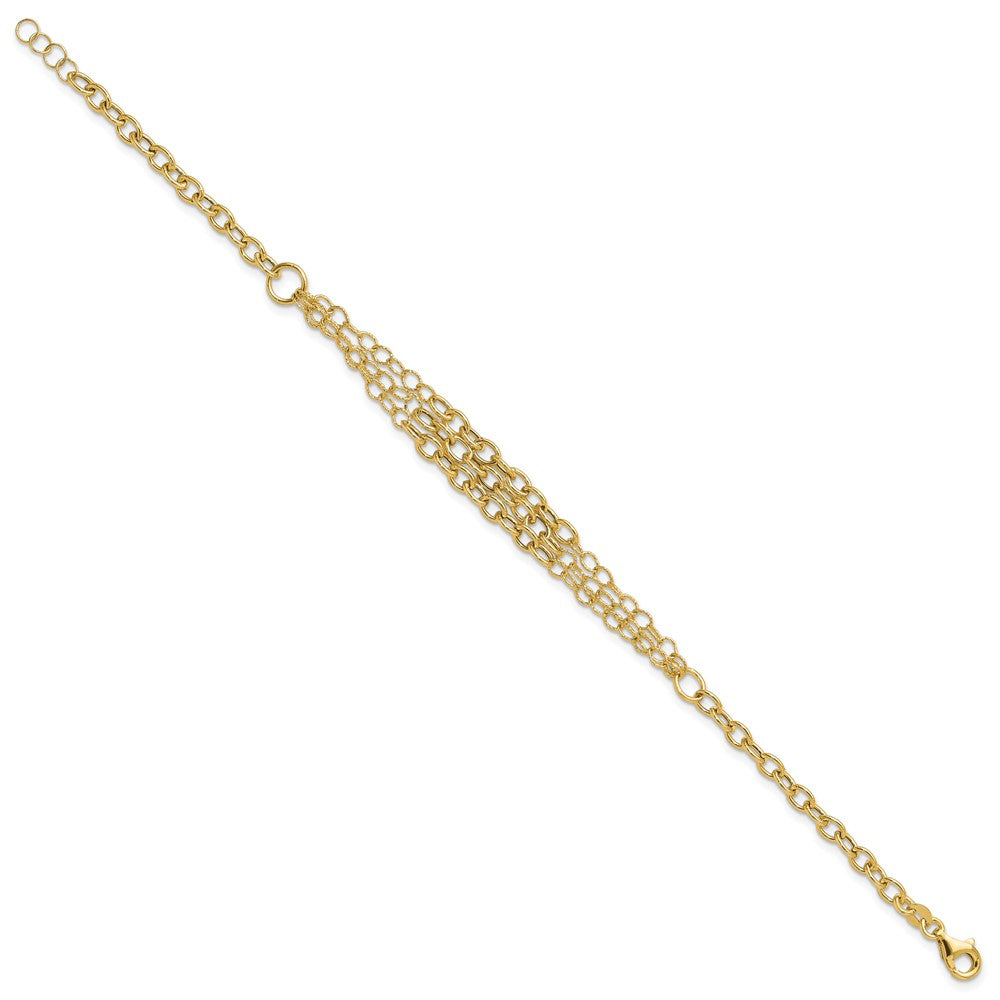 Polished and Textured 3 Layer Fancy w/ .5in ext. Bracelet