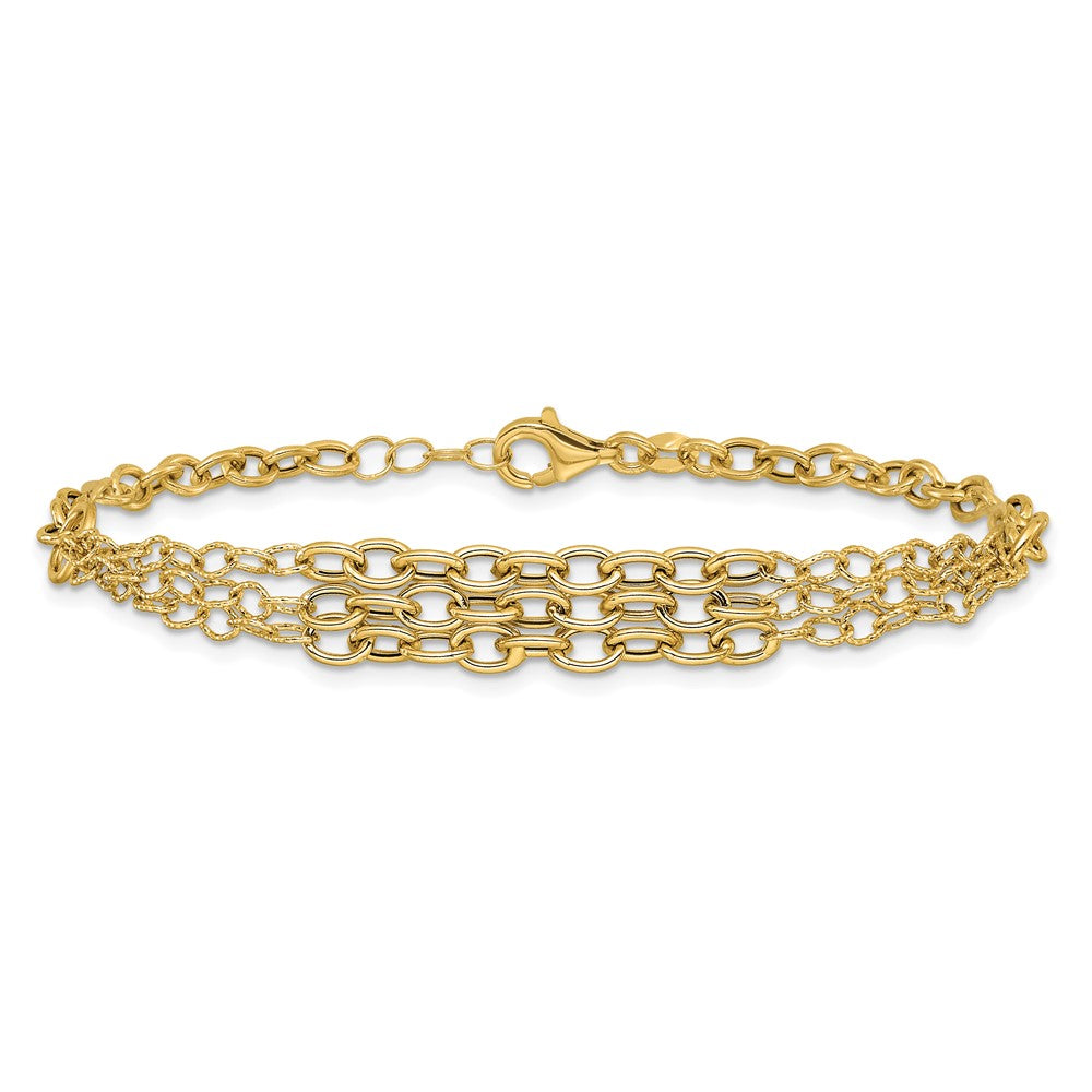 Polished and Textured 3 Layer Fancy w/ .5in ext. Bracelet