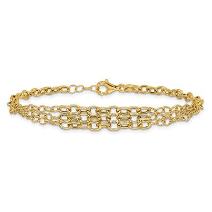 Polished and Textured 3 Layer Fancy w/ .5in ext. Bracelet