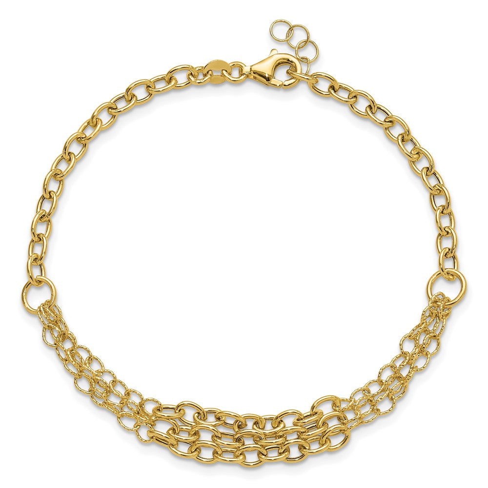 Polished and Textured 3 Layer Fancy w/ .5in ext. Bracelet
